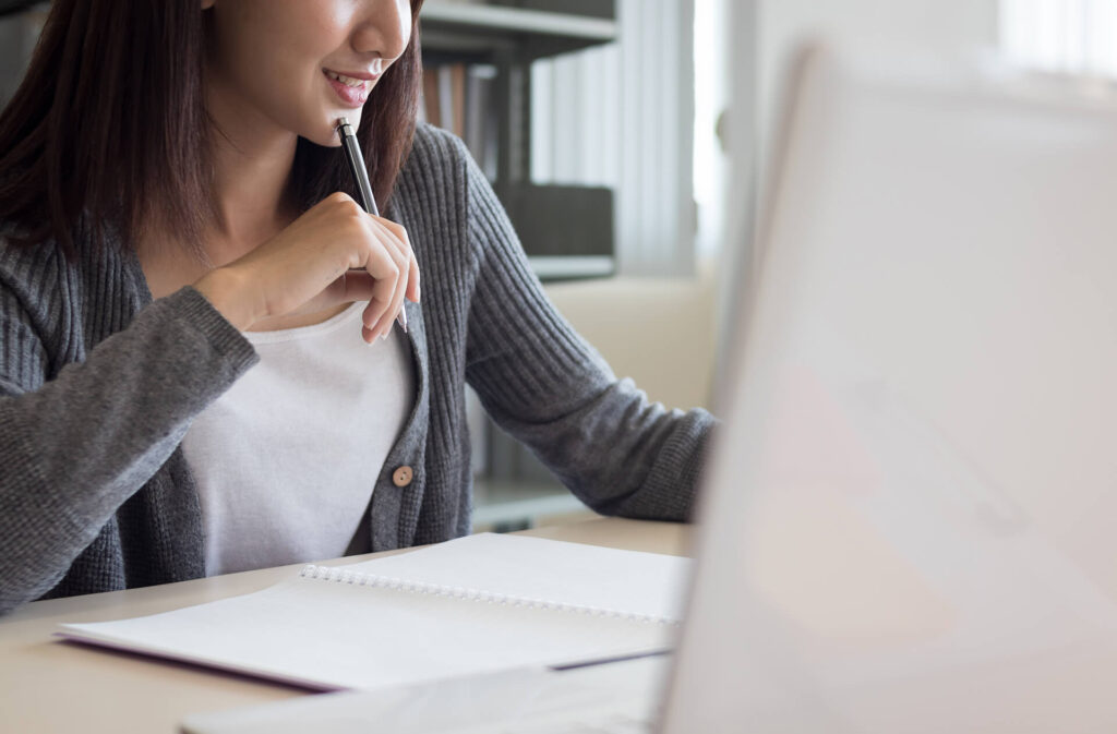 female student studying